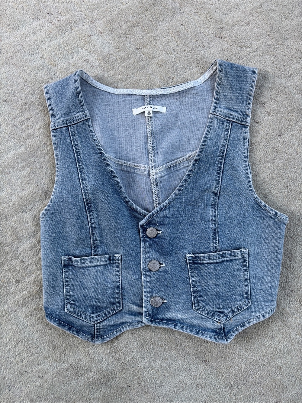 PacSun Light Blue Washed Denim Vest